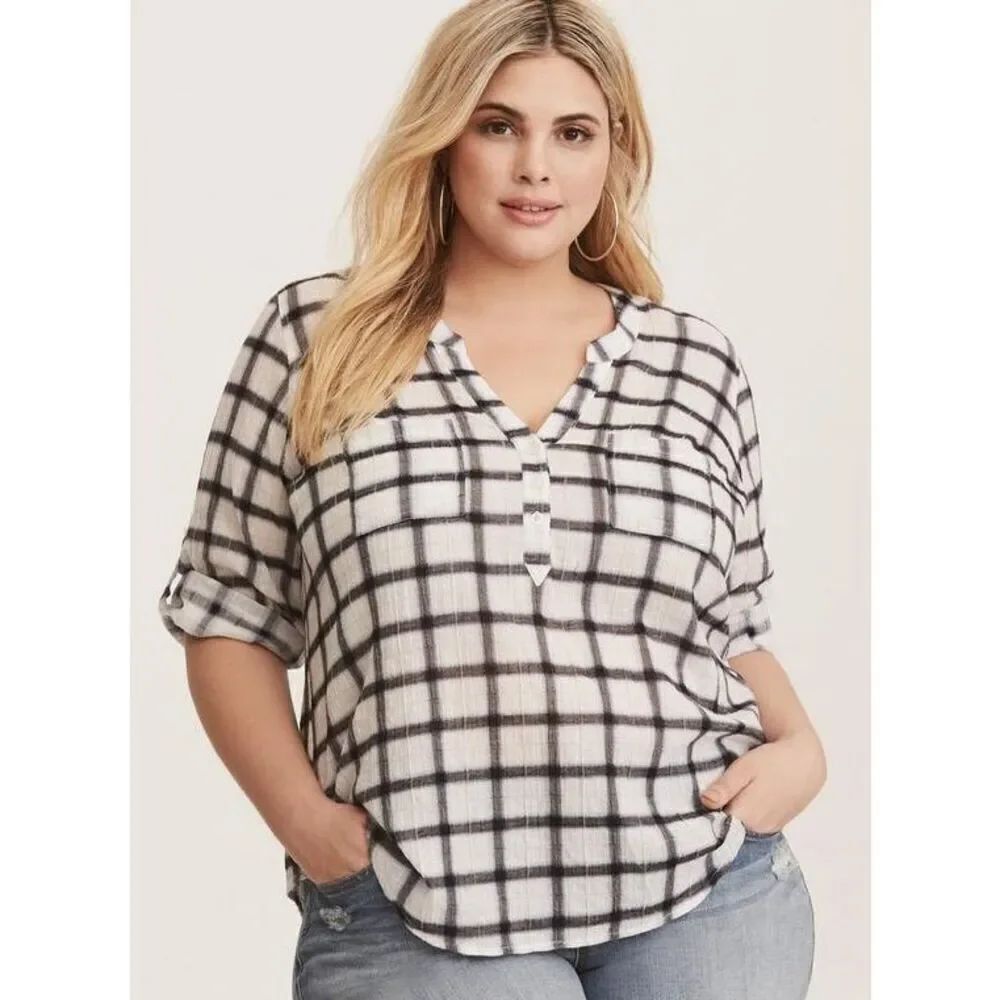 ✨Torrid Harper Cotton Pullover 3/4 Sleeve Sz 3X Blouse✨